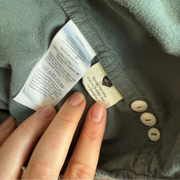 Madewell Crinkle Cotton Perfect Long-Sleeve Shirt architect steel green slim fit - Picture 9 of 12